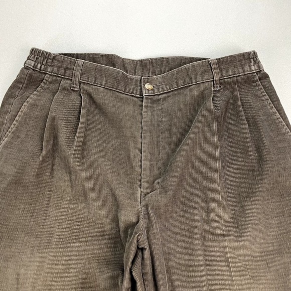 Vintage Towncraft Corduroy Pants Mens 36x32 Brown Chino Pleated Straight Leg 90s - Picture 2 of 13